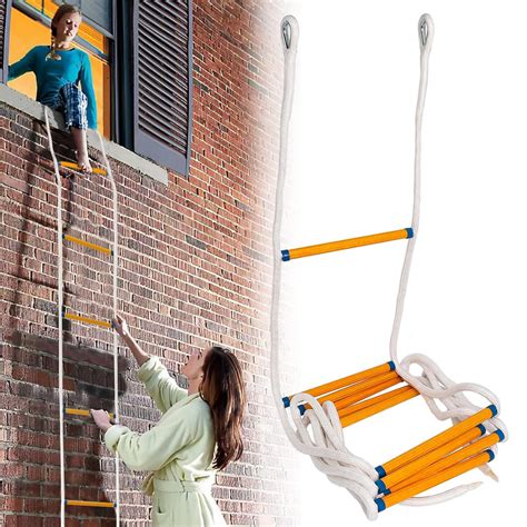 Fire Escape Ladder, 13 FT Emergency Ladder for Second Floor, Anti-Slip ...