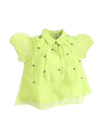 Buy Cherry Crumble Neon Green Solid Polycotton Half Sleeves Peter Pan ...