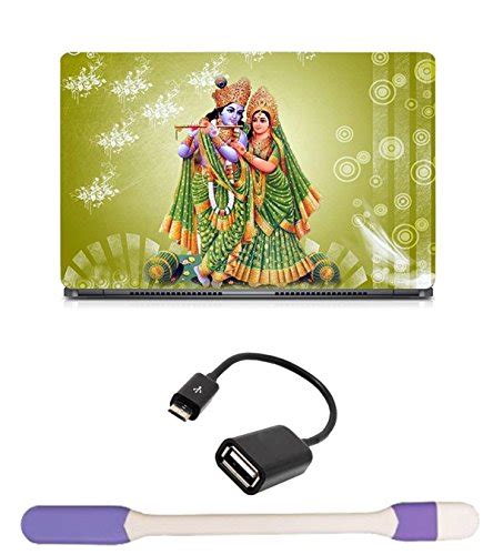 Skin Yard Radha Krishna Faded green Laptop Skin/Decal (14.1") with USB ...