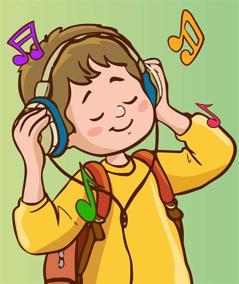 vector illustration of boy listening to music 27475772 Vector Art at ...