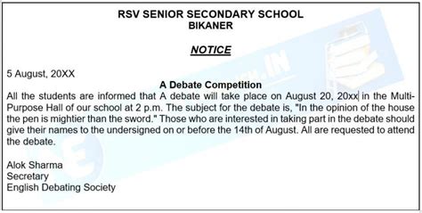 Notice Writing Format Class 11 的图像结果