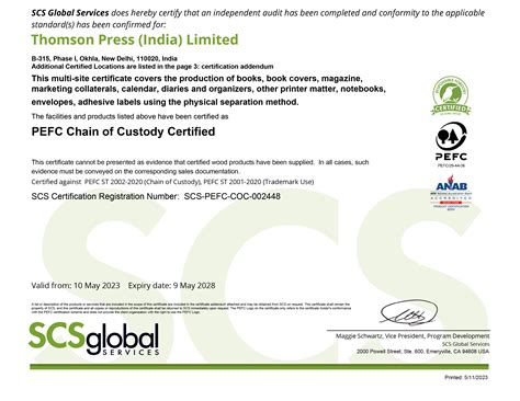 Certification & Compliance - Thomson Press India Private LTD (Formerly ...