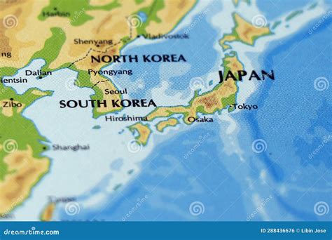World Map or Atlas of East Asia, Korea Japan Countries in Close Up Stock Photo - Image of ...