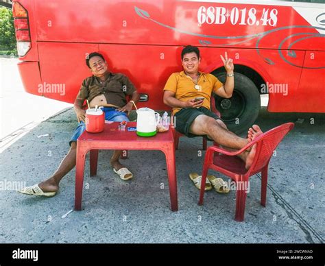 Vietnam, Ha Tien, bus station Stock Photo - Alamy