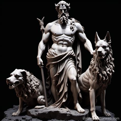 Hades and Cerberus on Lava Sculpture | Stable Diffusion Online