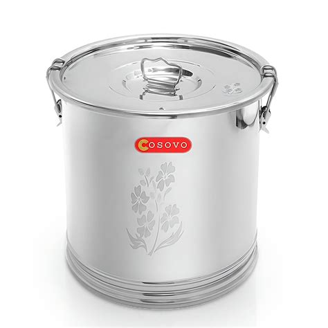 Cosovo Stainless Steel Storage Box Drum | Steel Container 10 Kg | Steel ...