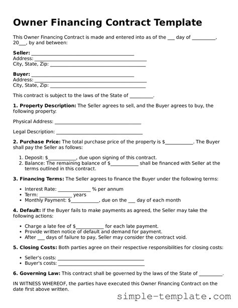 Make Your Owner Financing Contract With Our Fillable Template