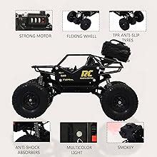 AMAFLIP Remote Control Rc Car Toys for Kids with Smoke Rock Crawler ...