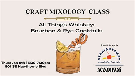 Craft Mixology Class: All Things Whiskey-Bourbon & Rye Cocktails ...