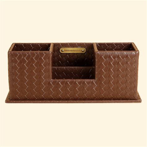 Entwine Desk Caddy Brown | Faux Leather Desk Organizers
