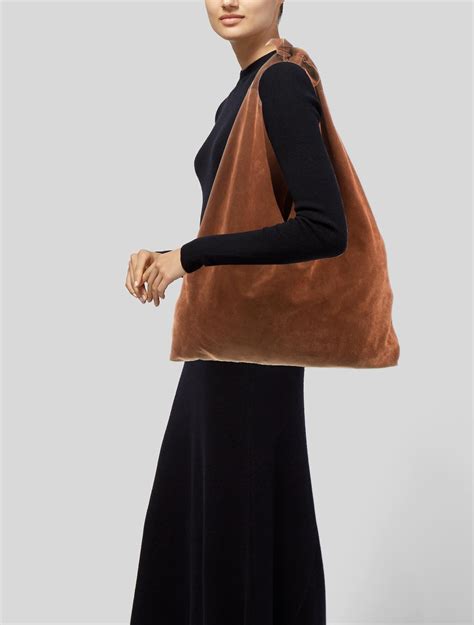 The Row Suede Shoulder Bag - Brown Shoulder Bags, Handbags - THR102641 ...