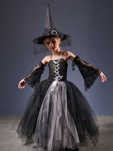 Girls Black Evil Witch Halloween Costume Black Witch Tutu Dress Kids ...