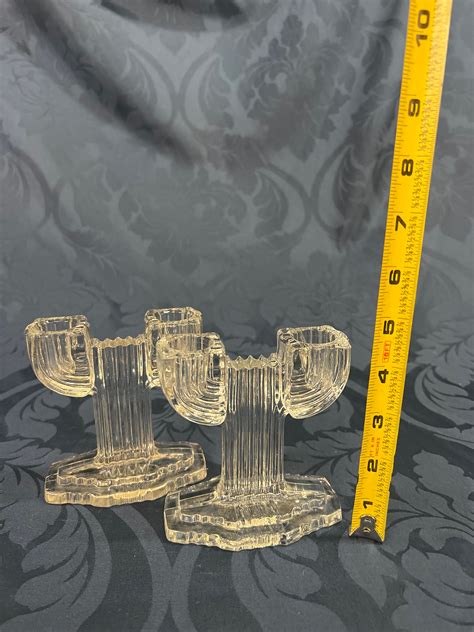 Double Taper Glass Candle Holders, Art Deco Anchor Hocking ...