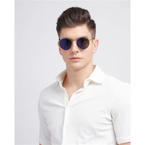 Buy Opium Eyewear Blue Gun Metal Round Metal Full Rim Uv Unisex ...