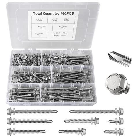 140PCS Hex Washer Head Self-Drilling Screw for Metal Screws Assortment ...