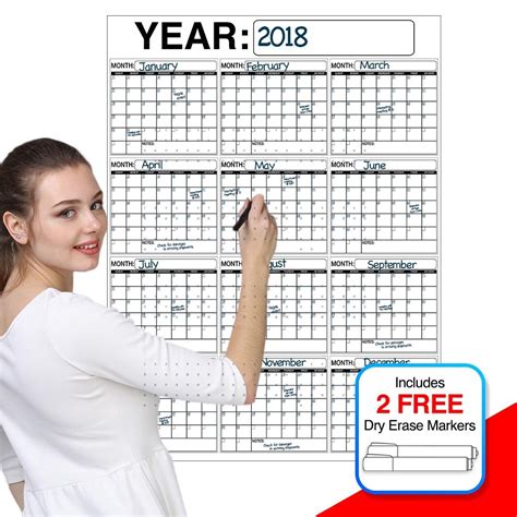 Buy Business Basics Best OVERSIZED 12 MONTH Dry Erase Wall Planner ...