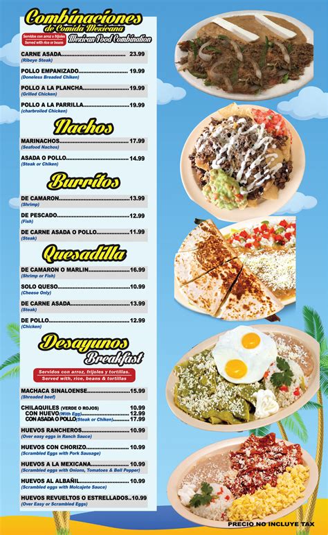 Lynwood Menu – Sol y Mar Restaurant