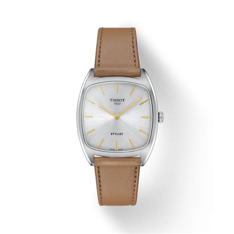 Tissot Stylist Silver Dial Leather Strap Unisex Watch T1599091603100 ...