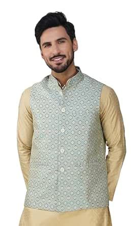 Buy Vastraa Fusion Mens Silk Modi Jacket Embroidery Indian Traditional ...