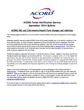 Fillable Online acord The following pages include both a List of ...