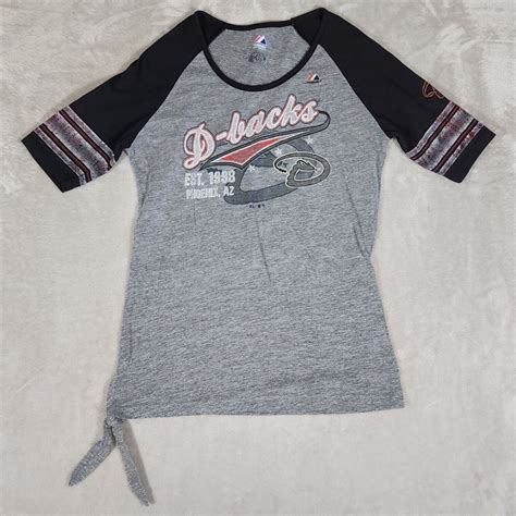 Arizona Diamondbacks Shirt Womens Large Gray D Backs Logo Majestic MLB ...