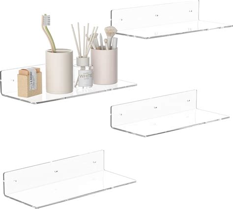 Amazon.com: Hexsonhoma 15 Inches Clear Acrylic Shelves, Wall Mounted ...