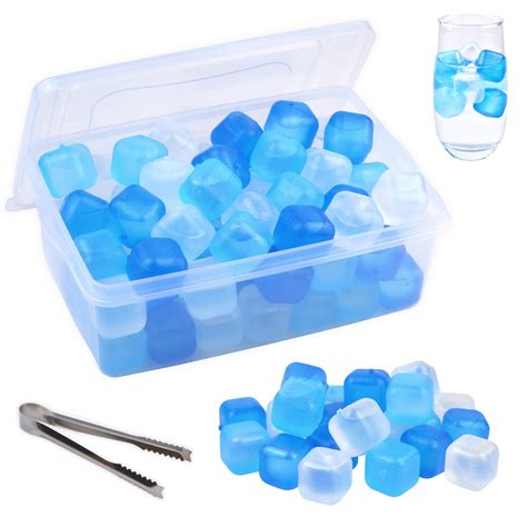 Amazon.com: Reusable Ice Cube with Lid & Bin, 60 Pack Plastic Ice Cubes for Drinks BPA Free ...