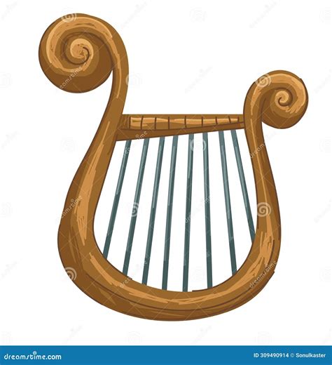 Greek Musical Instrument, Golden Lyra or Harp Stock Illustration ...
