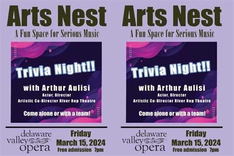 ARTS NEST TRIVIA NIGHT! with Arthur Aulisi, 6692 State Route 52 PO Box ...