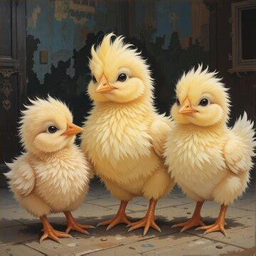 A cute fluffy yellow chickens on a blue background | Premium AI ...