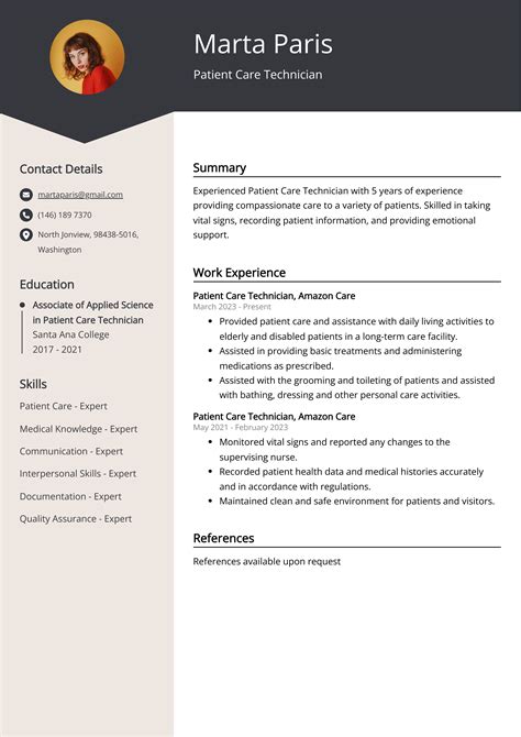 Patient Care Technician Resume Examples (Template & 20+ Tips)
