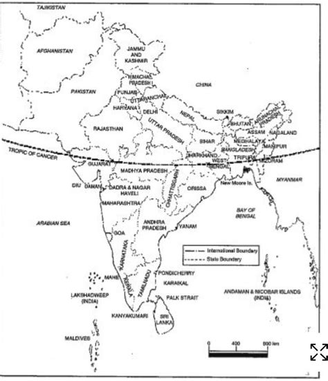 given outlinethe following:map of India locate &on thelableca) Tropic ...