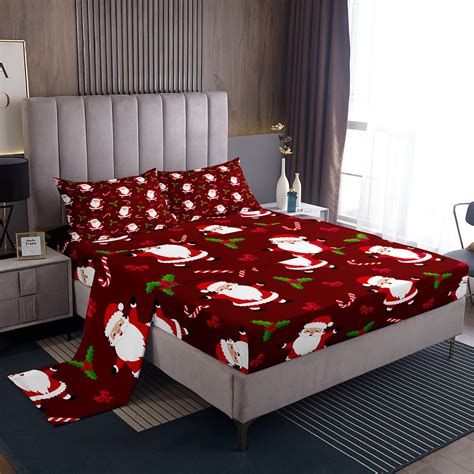 Christmas Sheets King Size, Cartoon Santa Claus Sheet Set Merry ...