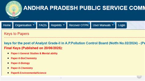 APPSC Analyst Grade 2 Final Answer Key 2025 Out, Download Official Key PDF