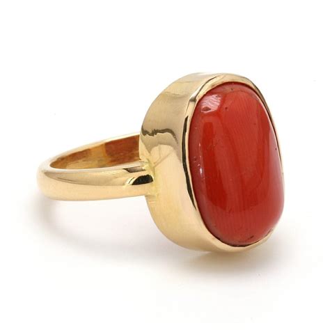 Customised Coral / Moonga Ring in 18K Gold for Astrological Purpose ...