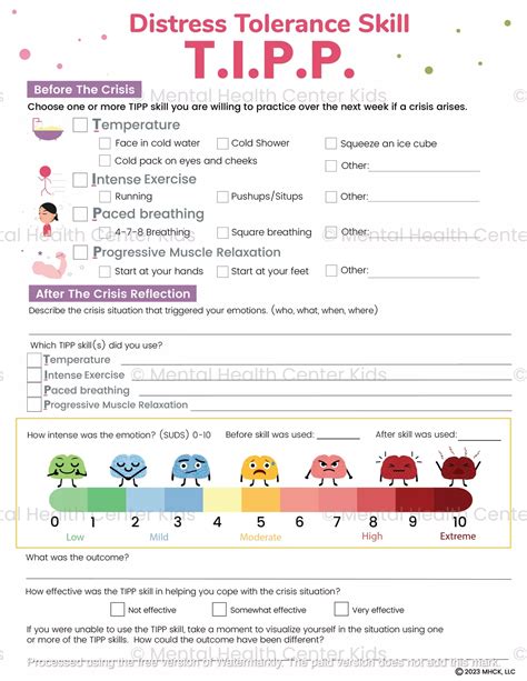 DBT TIPP Skills Worksheet | Distress tolerance skills, Dbt skills ...
