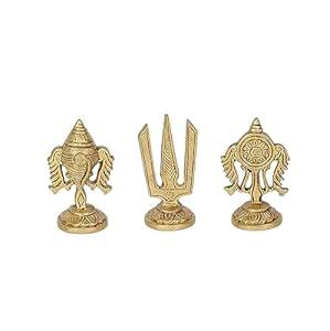 Amazon Brand - Umi 3 Inches Brass Shankh Chakra Namah Idols | Divine ...