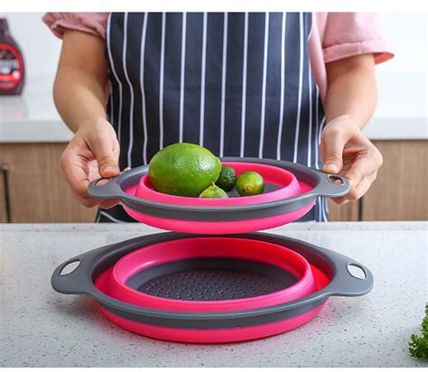 Maharsh 2pcs BPA-Free Silicone Collapsible Colander and Strainer Set ...