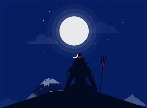 Shiv With Moon Painting Self Adhesive Sticker Poster – Myindianthings