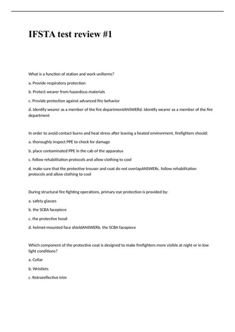 IFSTA test review #1 Questions and Answers 2024 - IFSTA - Stuvia US
