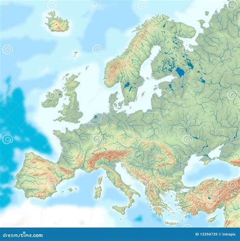 Physical Map Of Europe Rivers And Mountains