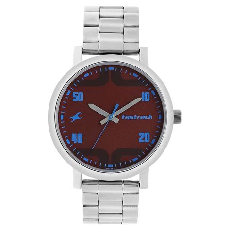 Buy Online Fastrack Bold Quartz Analog Brown Dial Stainless Steel Strap ...