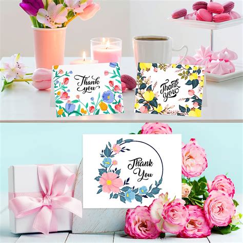 Buy Qpout Thank You Cards with Envelopes, 24 Pack Colorful Flowers ...