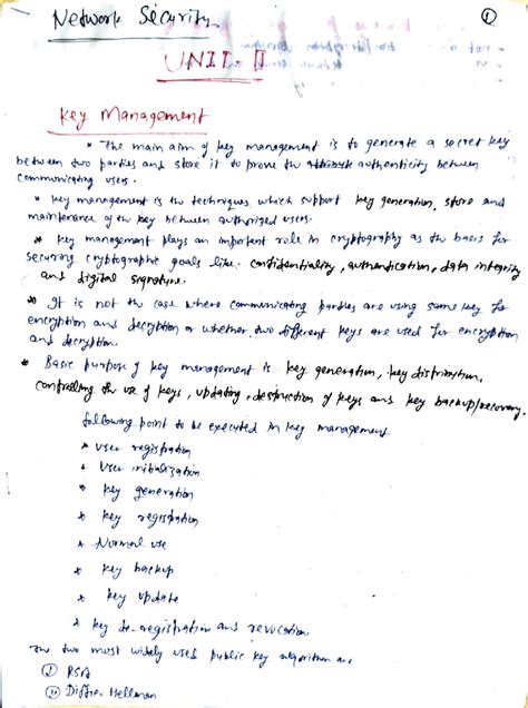 Network Security Unit 1: Key Management and Cryptography Concepts - Studocu