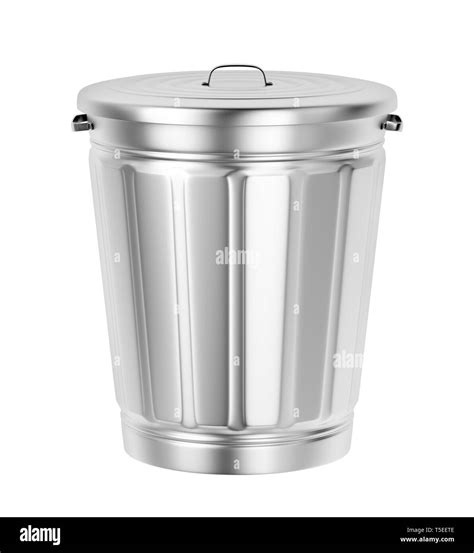 Silver trash can isolated on white background Stock Photo - Alamy