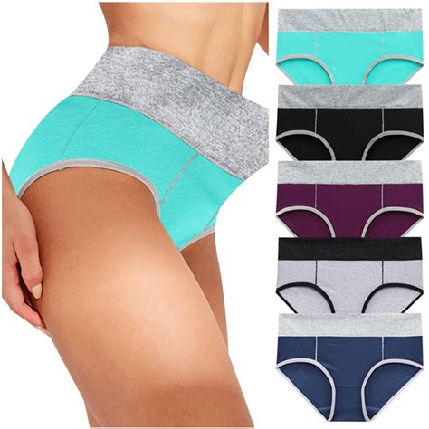 ibuvkizy Panties for Women,5PC Women Solid Color Patchwork Briefs ...