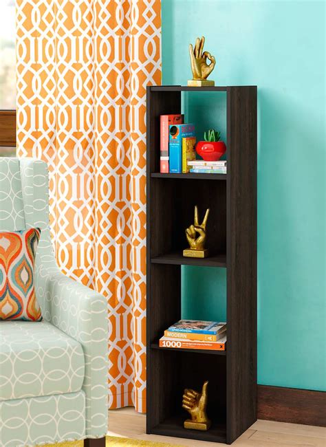 Aart Store Engineered Wood Bookshelf | Space Saver with Storage in Teak ...