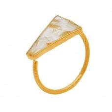 Round Shape Blue Topaz Gemstone 925 Sterling Silver Gold Plated Ring