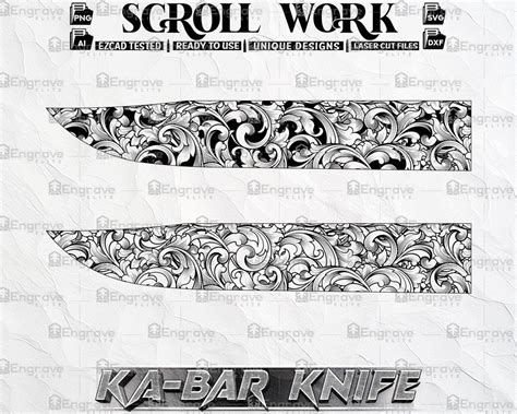 Buy KA-BAR Knife Scrollwork SVG | Laser Engraving Digital File | Ornate ...