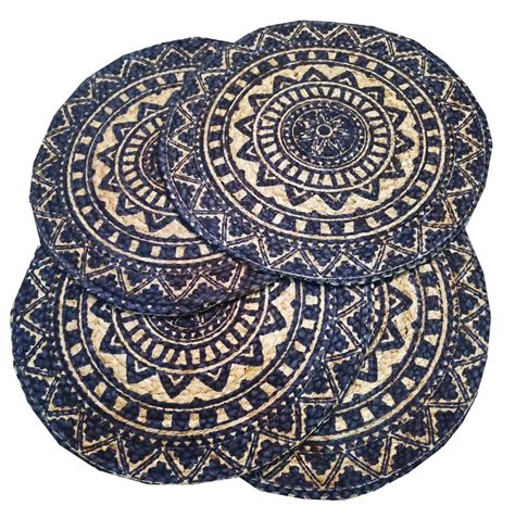 Buy Osric Pack of 4 Round Braided Jute Placemats for Bed-Side Table ...
